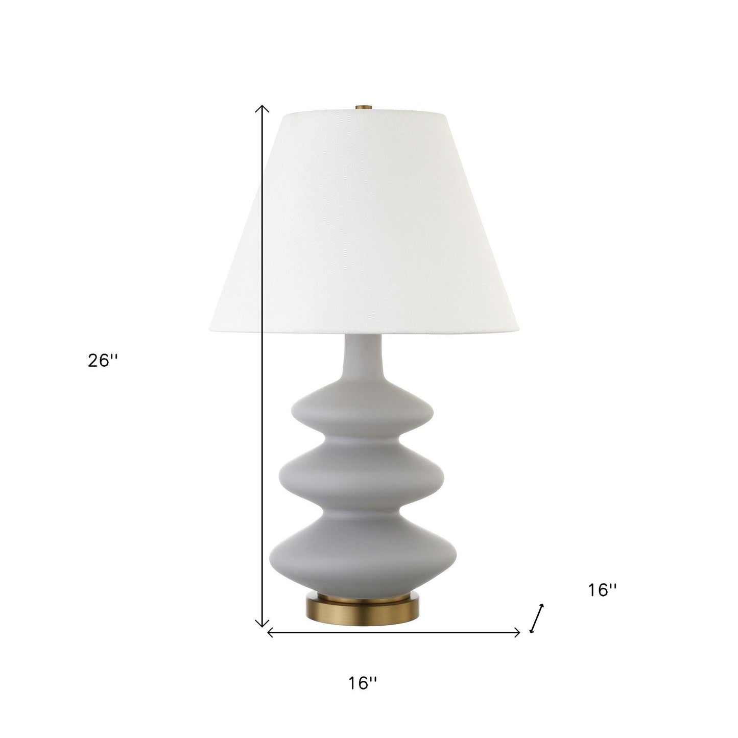 26" Gray and Gold Glass Gourd Table Lamp With White Empire Shade - GREAT BEACH HOUSE