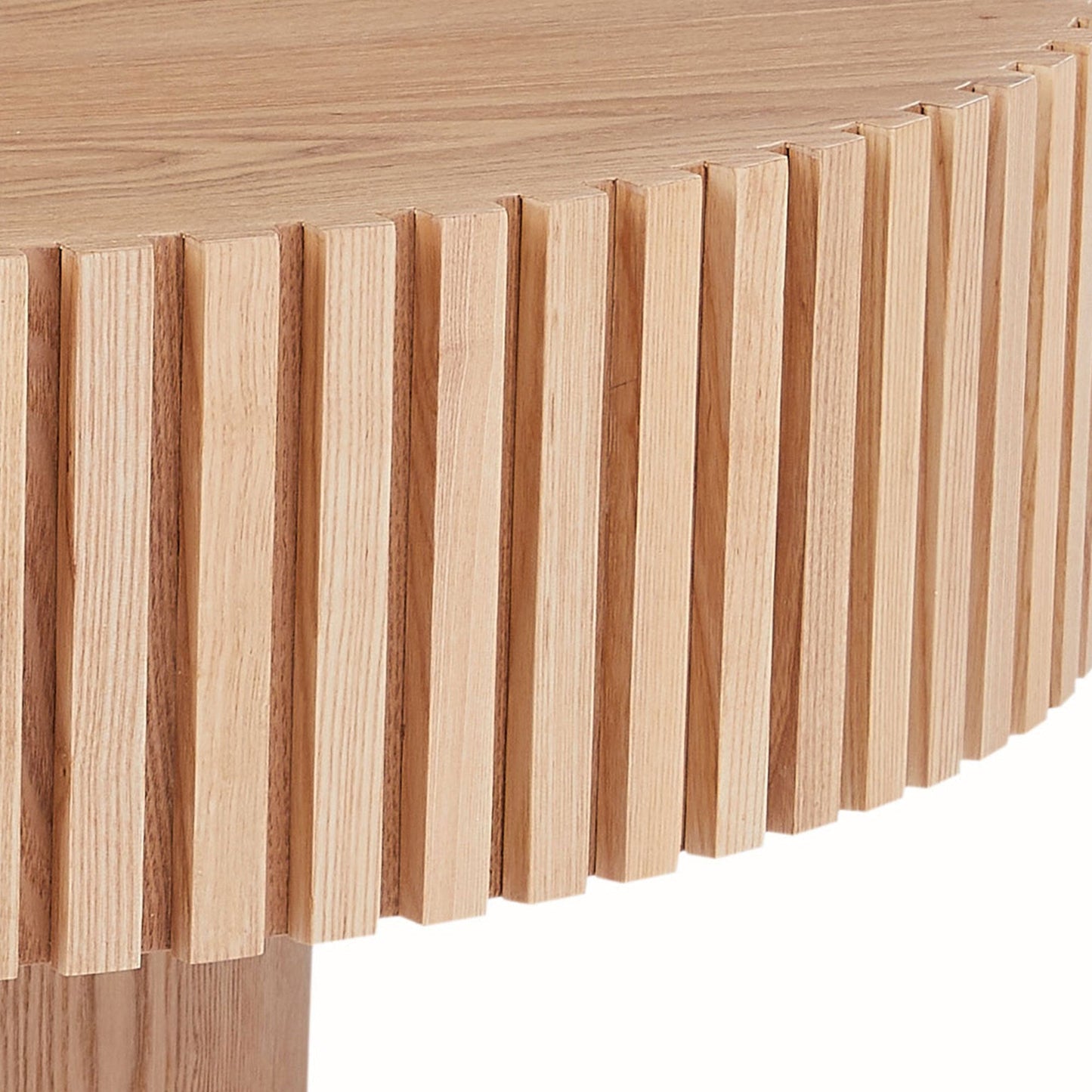 32'' Round Wood Coffee Table for Living Room, Modern Handcraft Drum - GREAT BEACH HOUSE