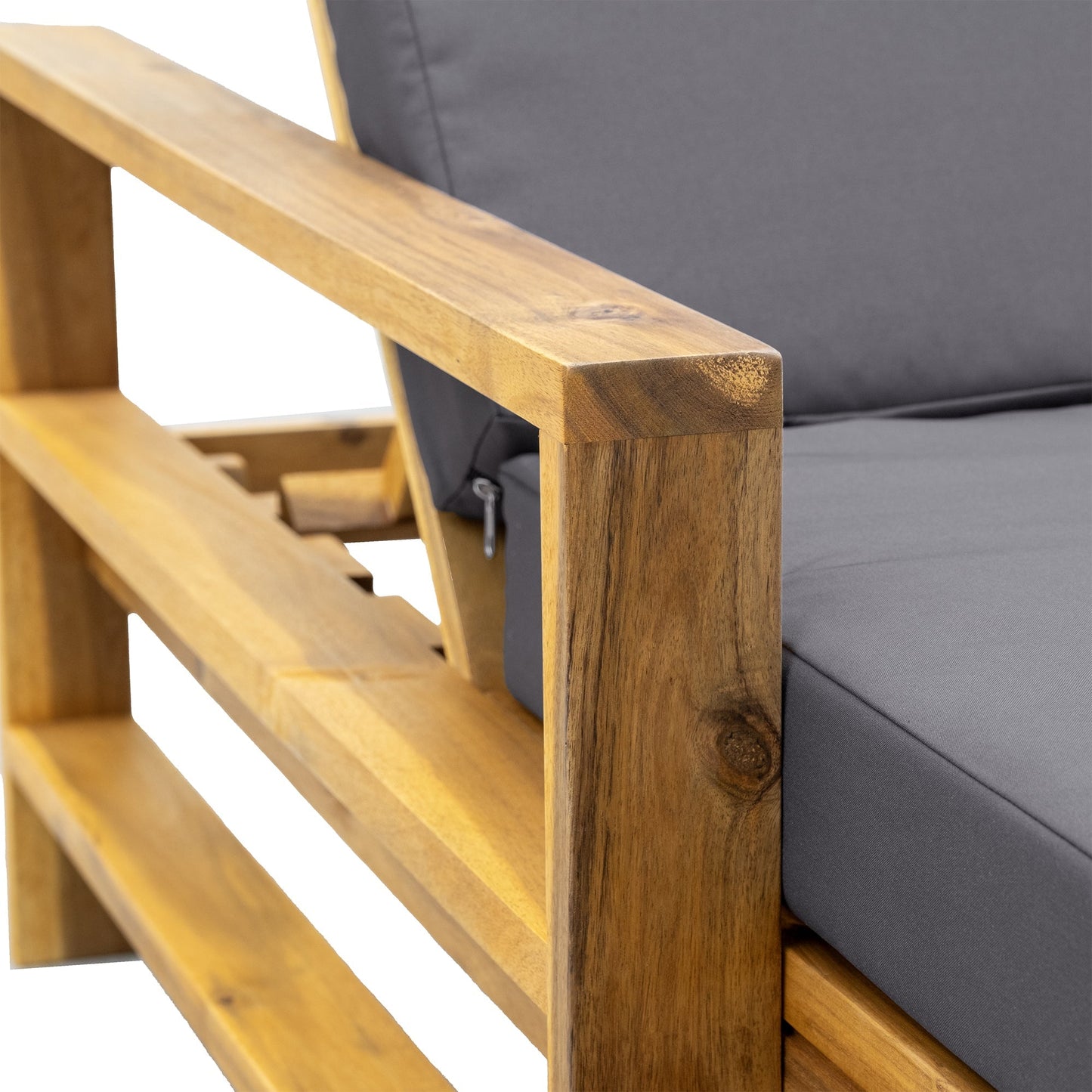 Acacia Wood Adjustable Backrest Outdoor Lounge Chair - GREAT BEACH HOUSE