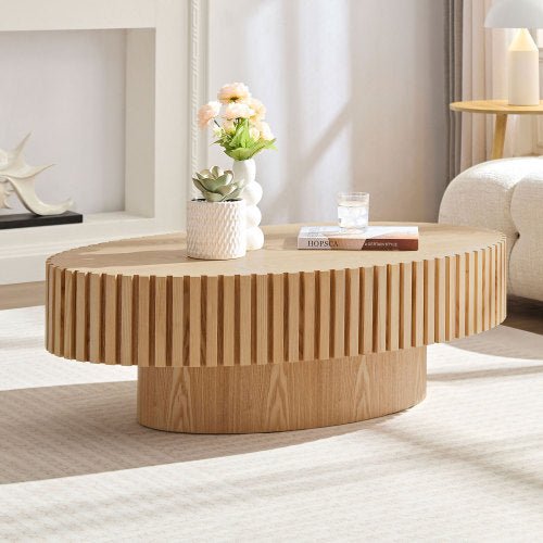 Modern Handmade Oval Drum Coffee Table 43.7" - GREAT BEACH HOUSE
