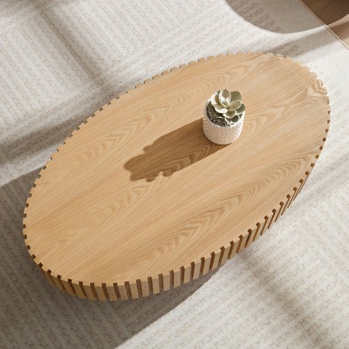 Modern Handmade Oval Drum Coffee Table 43.7" - GREAT BEACH HOUSE