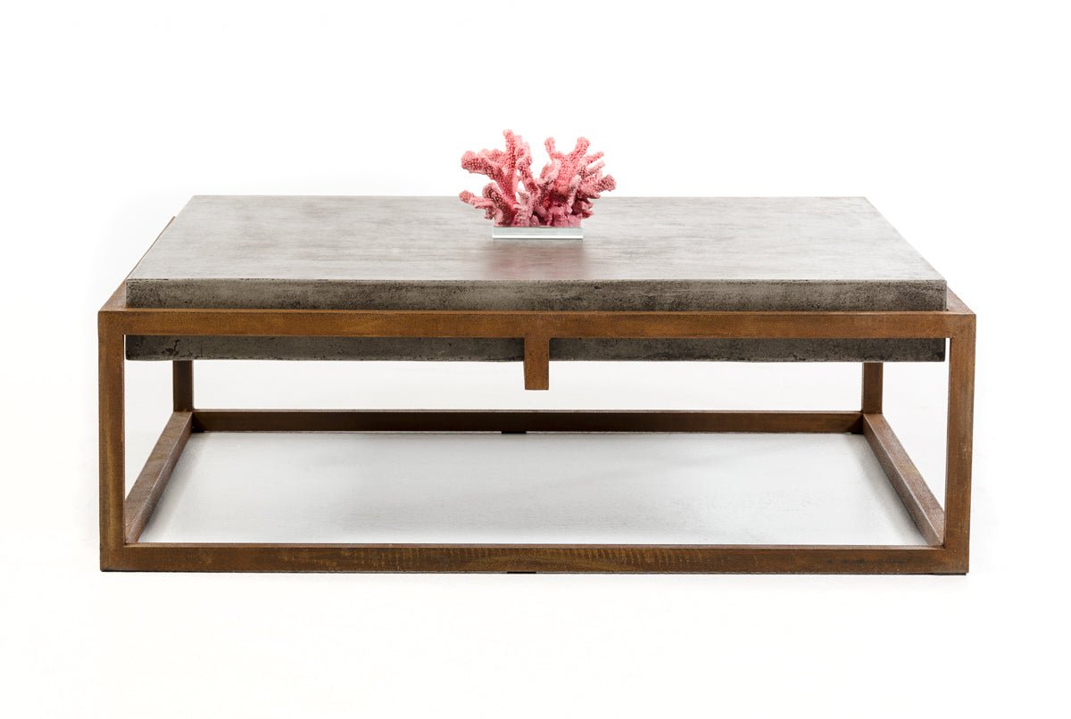 15in Concrete and Metal Coffee Table - GREAT BEACH HOUSE