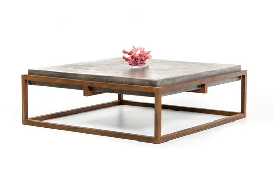 15in Concrete and Metal Coffee Table - GREAT BEACH HOUSE
