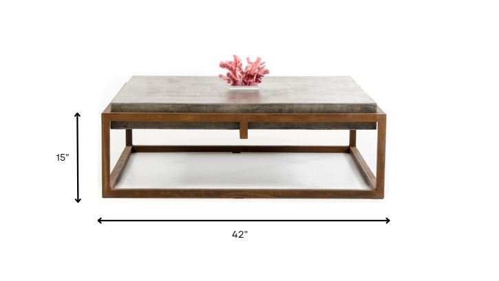 15in Concrete and Metal Coffee Table - GREAT BEACH HOUSE
