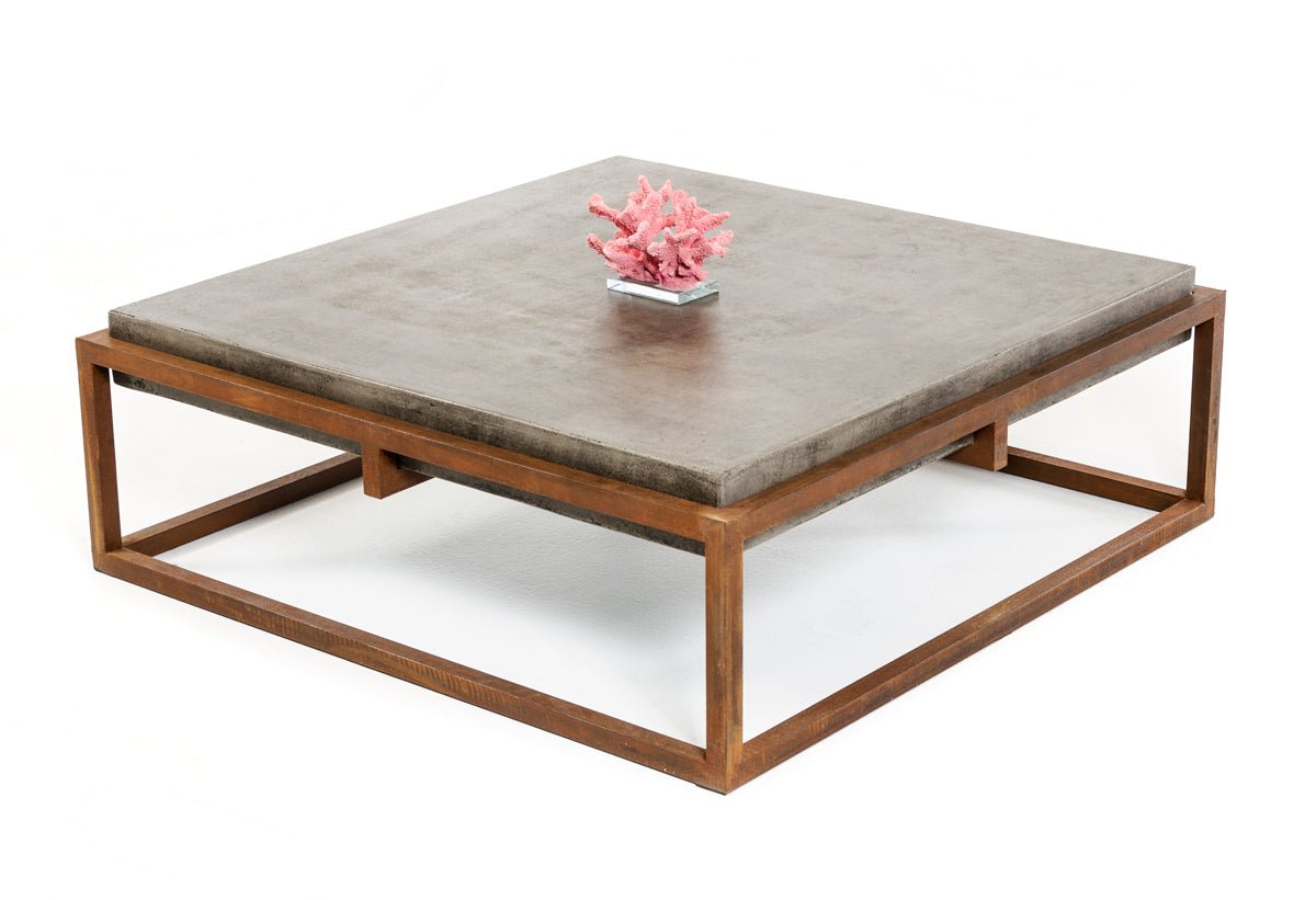15in Concrete and Metal Coffee Table - GREAT BEACH HOUSE