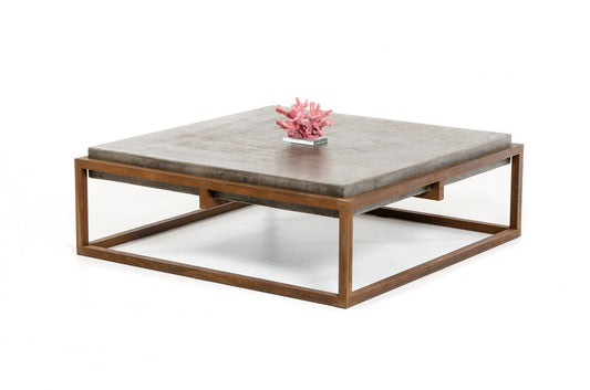 15in Concrete and Metal Coffee Table - GREAT BEACH HOUSE