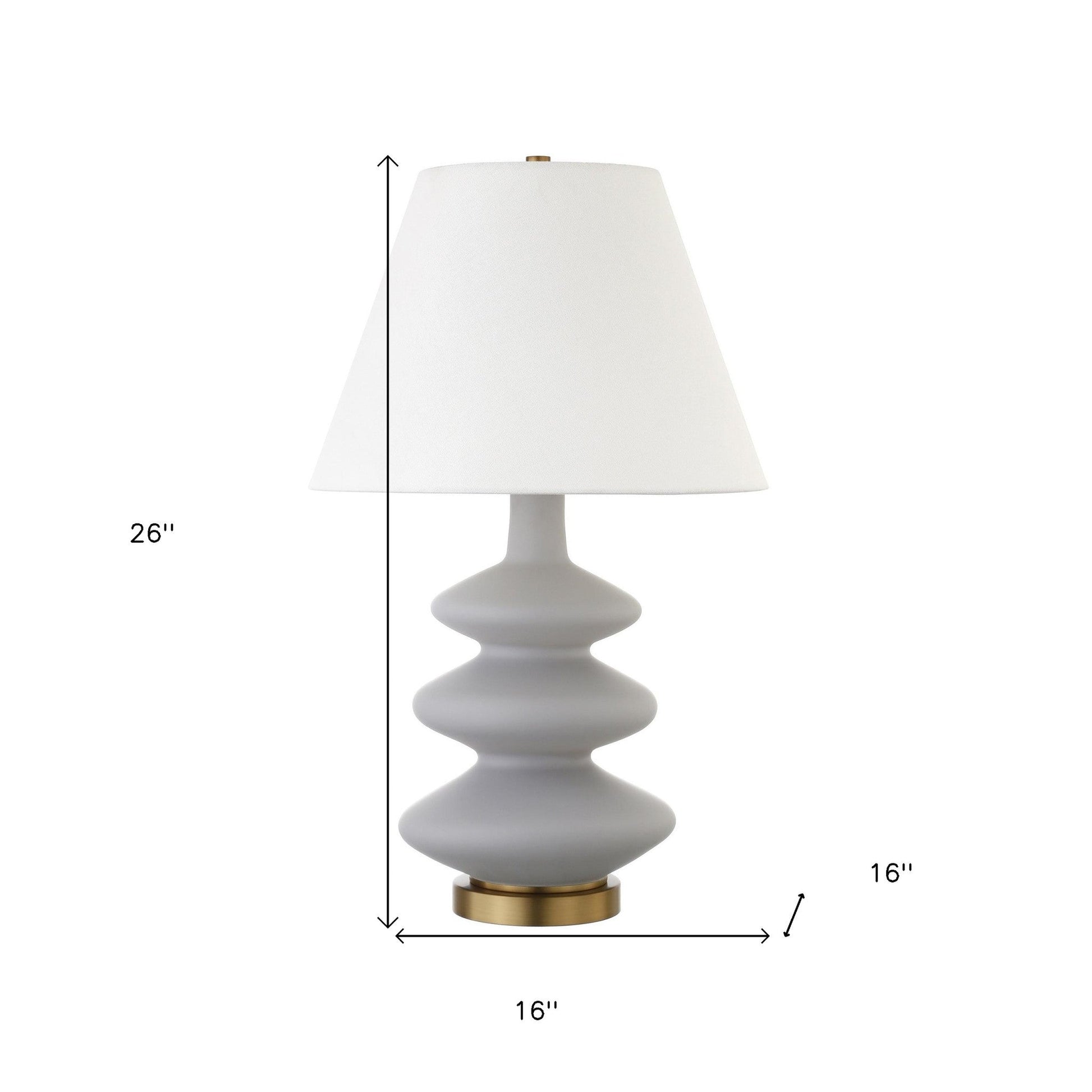 26" Gray and Gold Glass Gourd Table Lamp With White Empire Shade - GREAT BEACH HOUSE