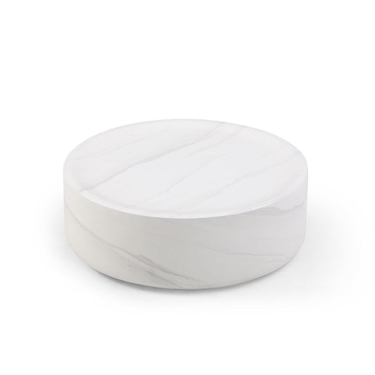 32'' Round coffee table, Faux marble - GREAT BEACH HOUSE