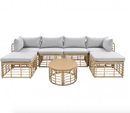 7 Pieces Outdoor Patio Furniture, All-Weather Rattan Sectional Sofa