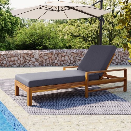 Acacia Wood Adjustable Backrest Outdoor Lounge Chair - GREAT BEACH HOUSE