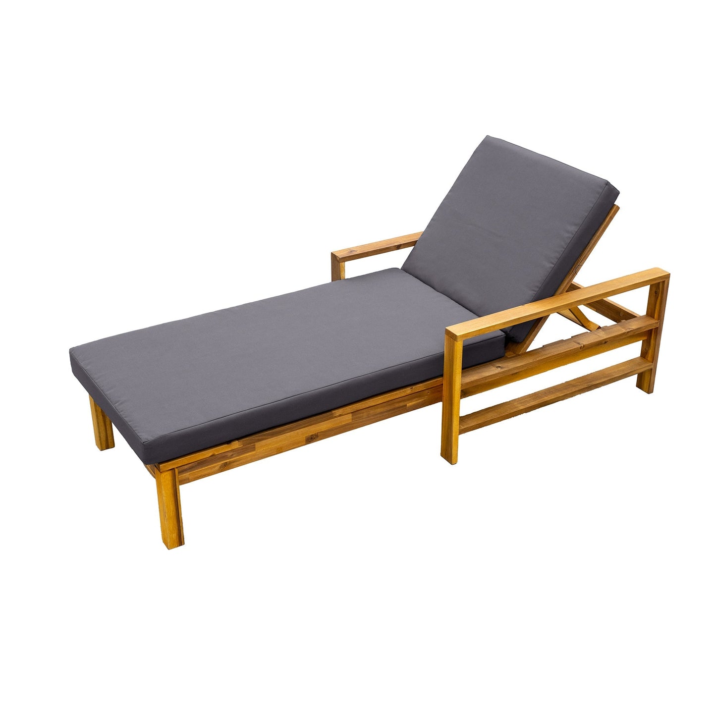Acacia Wood Adjustable Backrest Outdoor Lounge Chair - GREAT BEACH HOUSE
