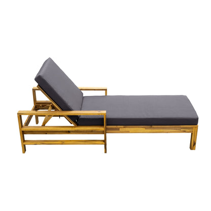 Acacia Wood Adjustable Backrest Outdoor Lounge Chair - GREAT BEACH HOUSE