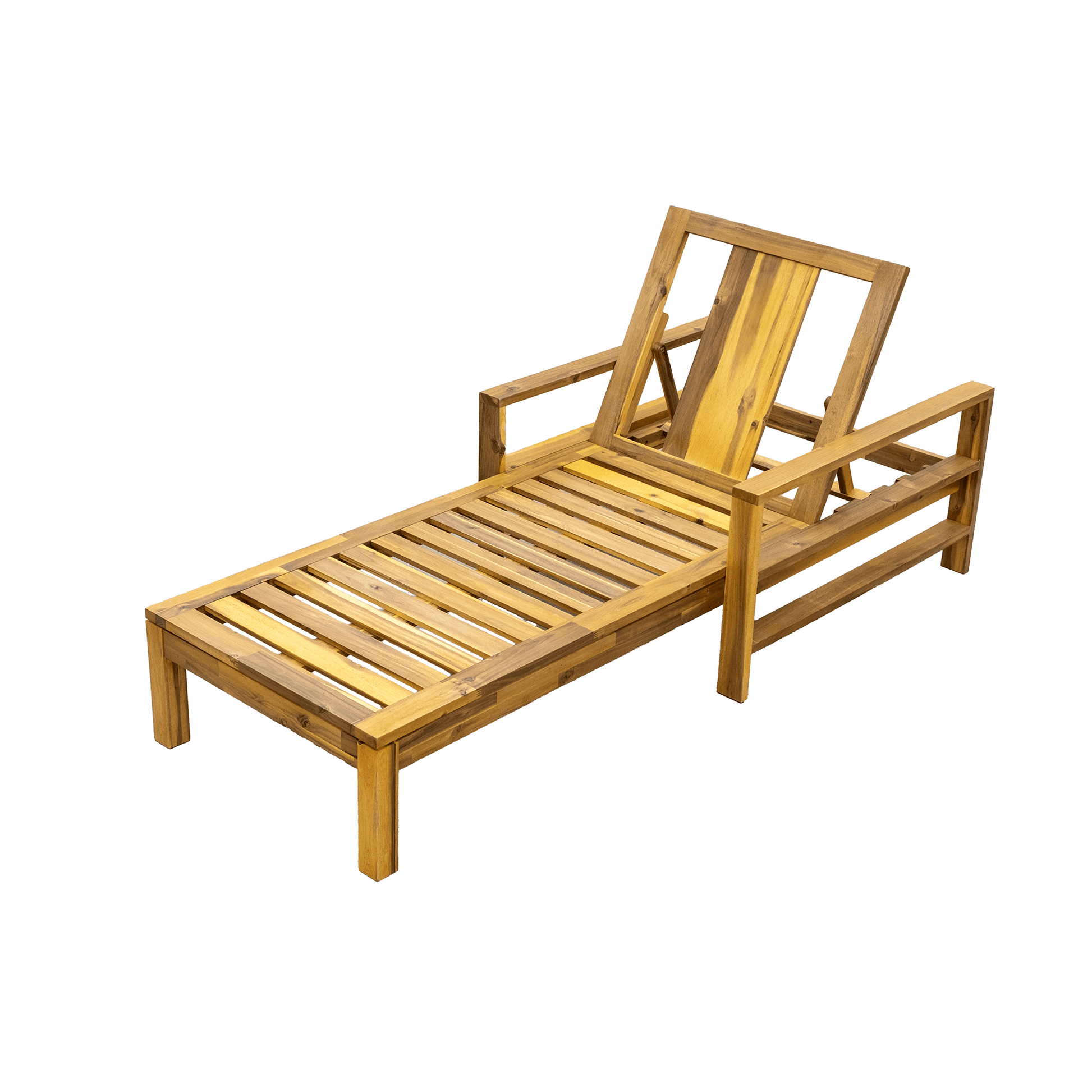 Acacia Wood Adjustable Backrest Outdoor Lounge Chair - GREAT BEACH HOUSE