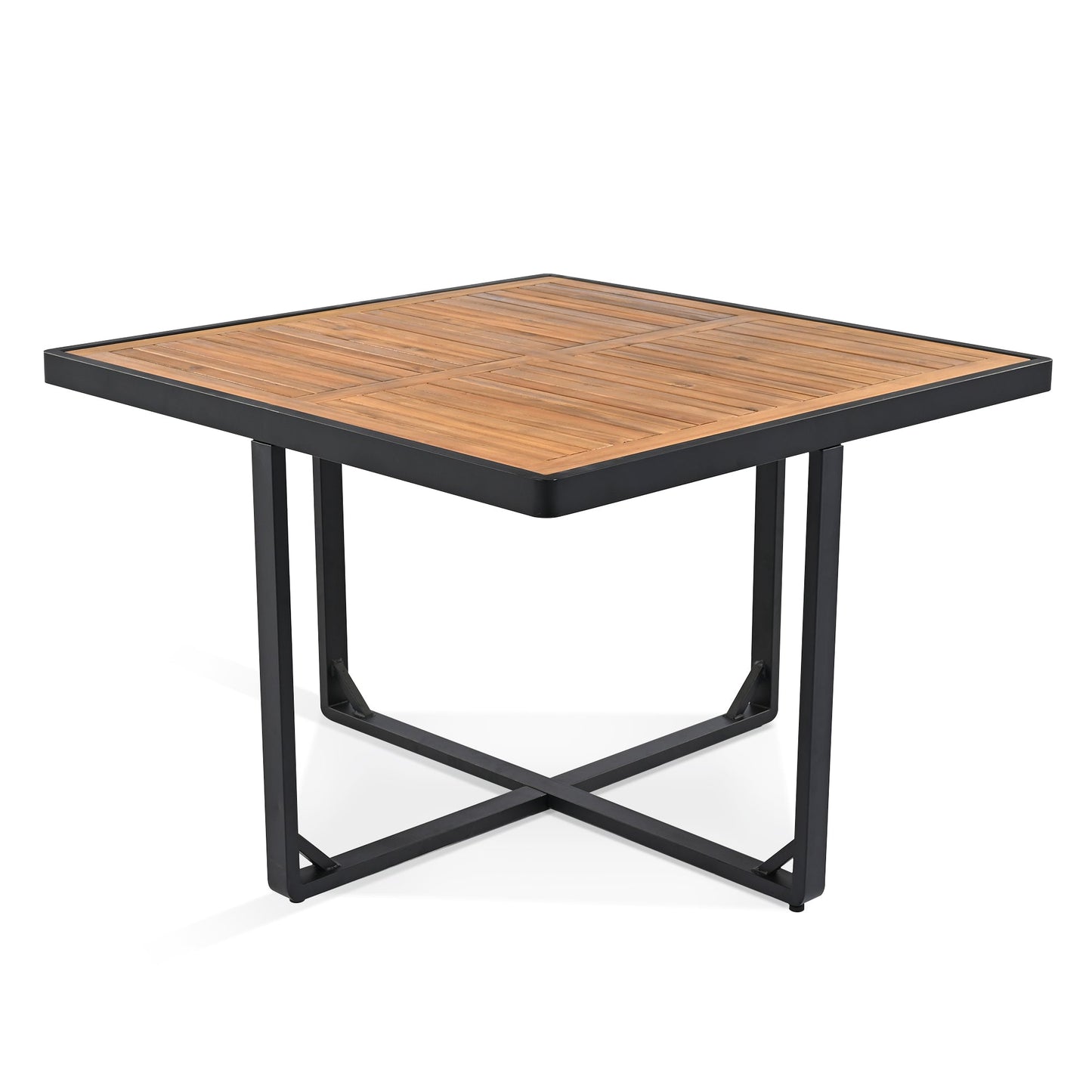 9-Pieces Acacia Wood Patio Dining Set, Space Saving Outdoor Patio Set