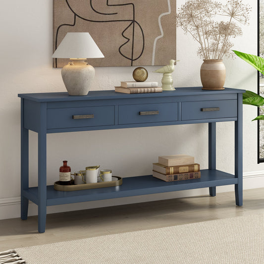 Contemporary 3 - Drawer Console Table with 1 Shelf, Entrance Table - GREAT BEACH HOUSE