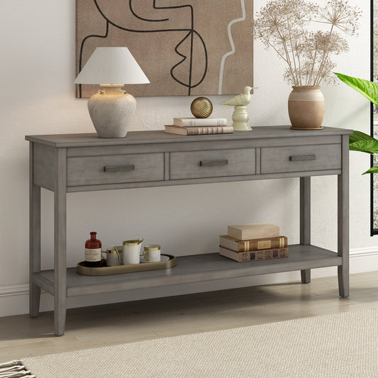 Contemporary 3 - Drawer Console Table with 1 Shelf, Entrance Table - GREAT BEACH HOUSE