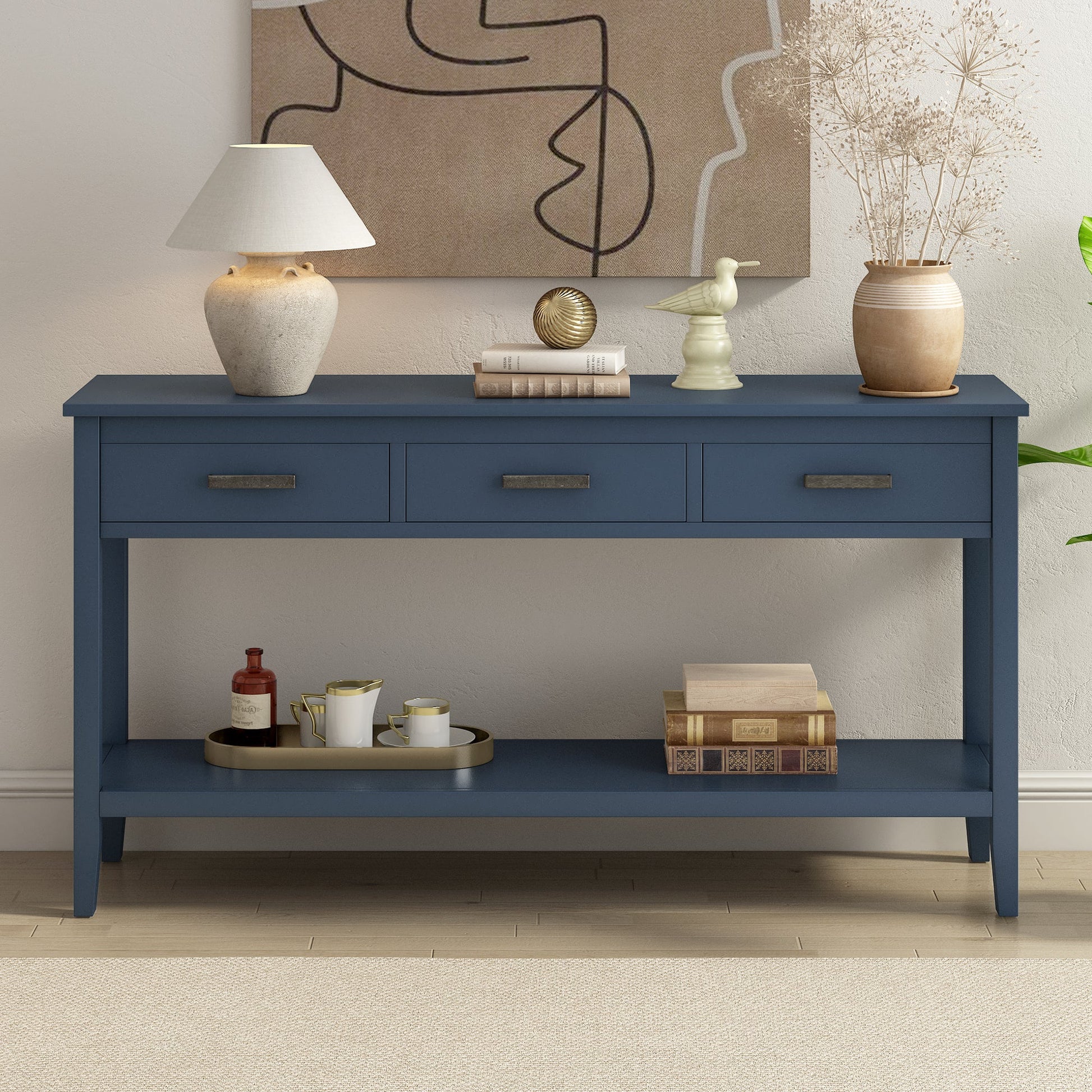 Contemporary 3 - Drawer Console Table with 1 Shelf, Entrance Table - GREAT BEACH HOUSE