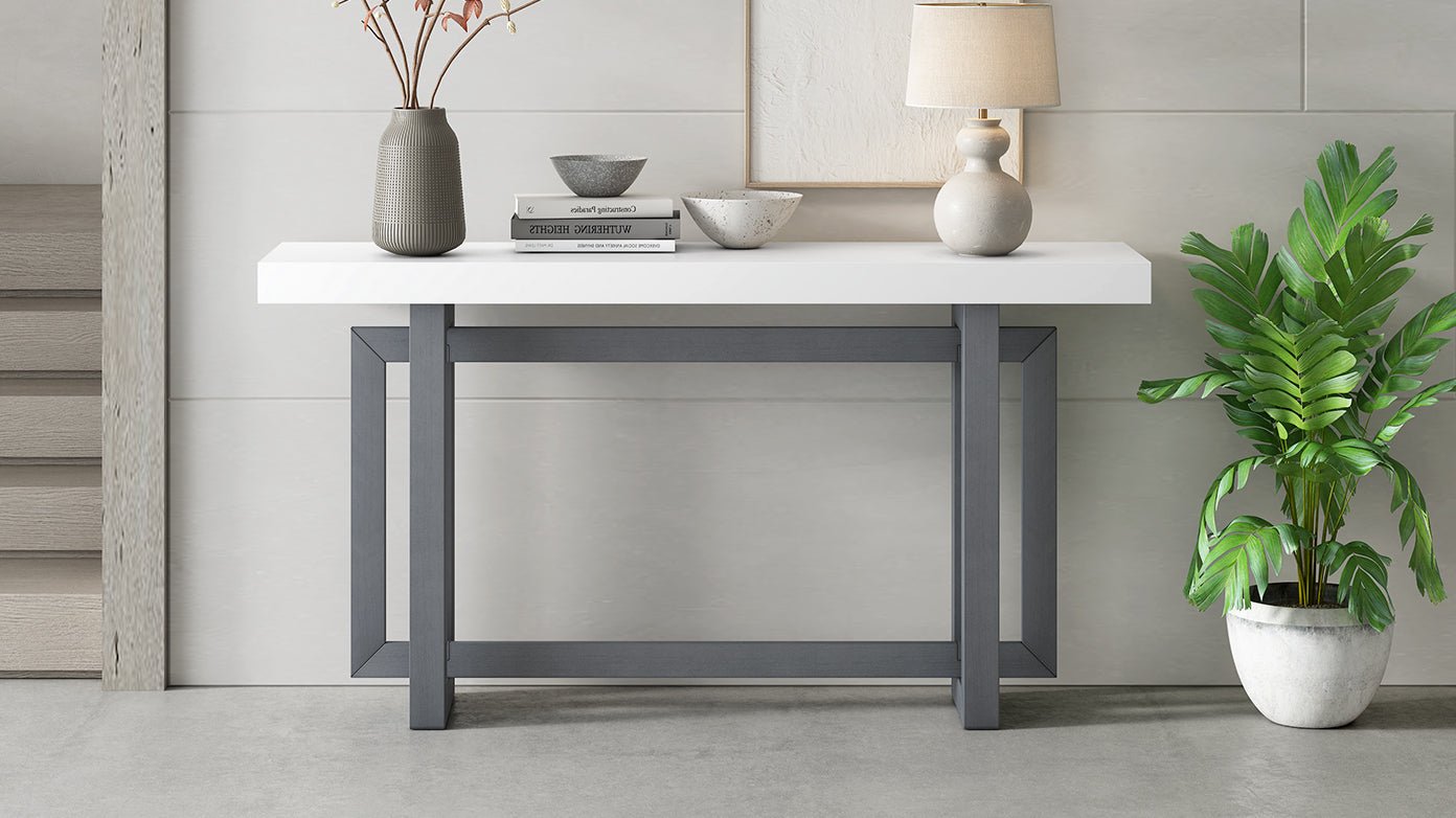 Contemporary Console Table with Wood Top, Extra Long Entryway Table - GREAT BEACH HOUSE