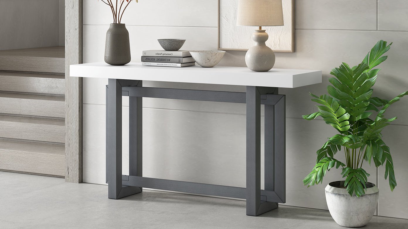 Contemporary Console Table with Wood Top, Extra Long Entryway Table - GREAT BEACH HOUSE