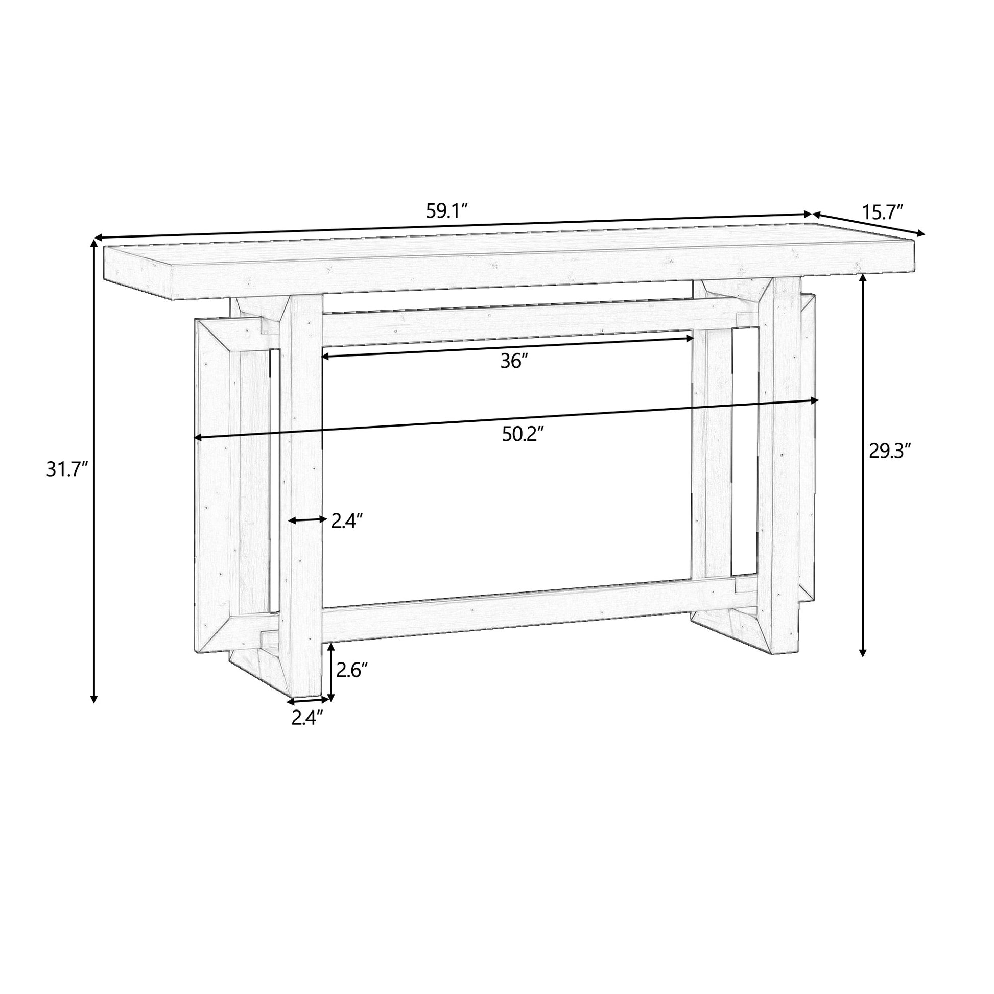 Contemporary Console Table with Wood Top, Extra Long Entryway Table - GREAT BEACH HOUSE