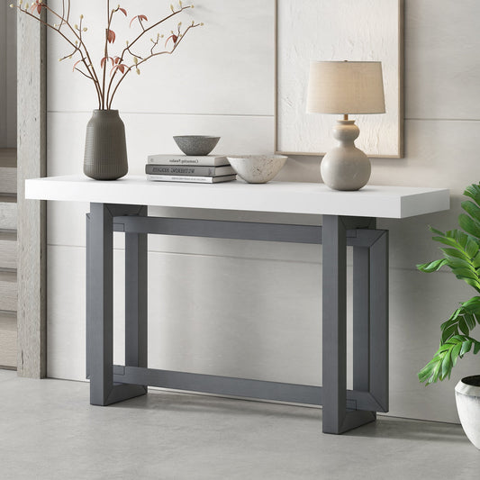 Contemporary Console Table with Wood Top, Extra Long Entryway Table - GREAT BEACH HOUSE