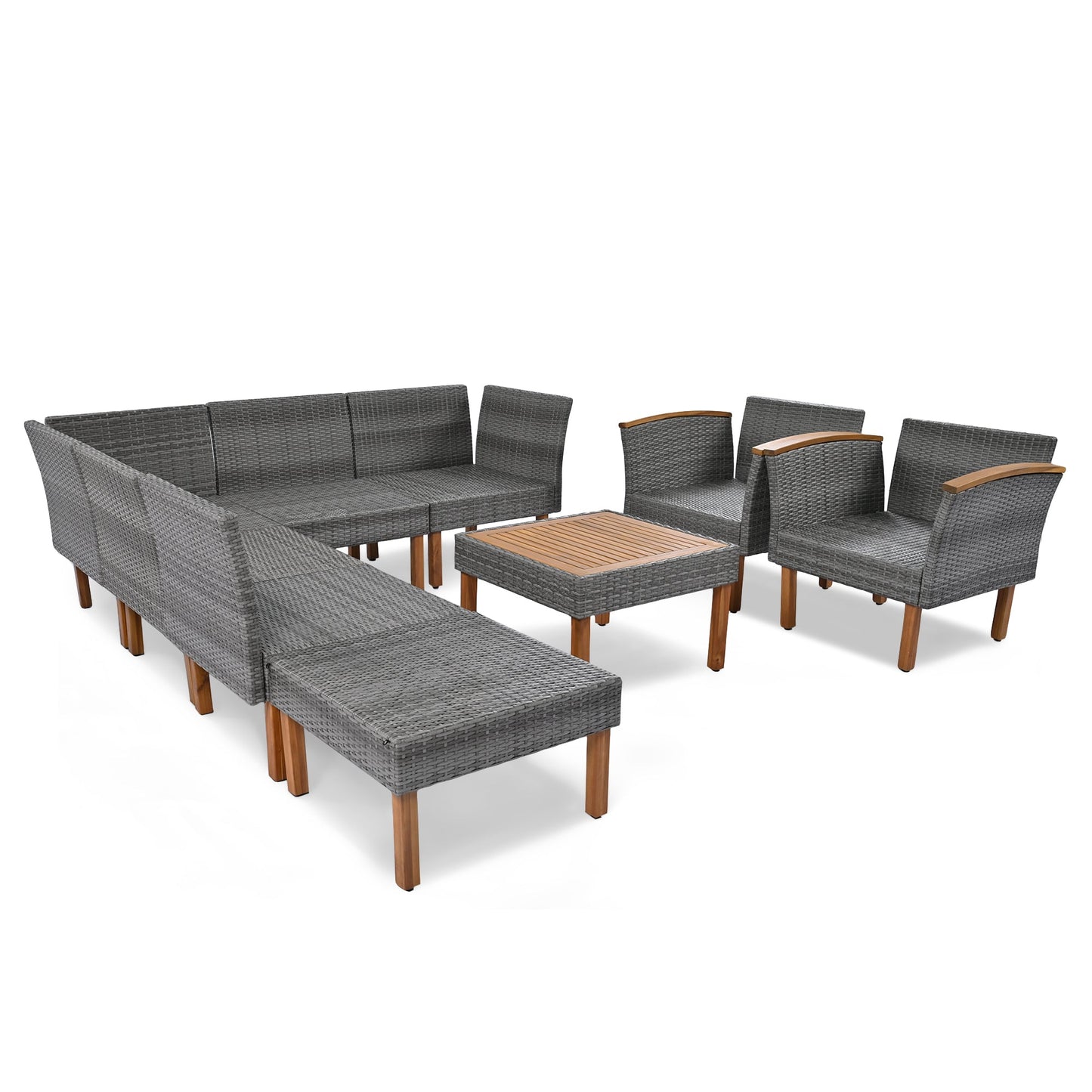 9-Piece Patio Rattan Furniture Set, Outdoor Conversation Set