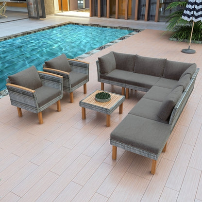 9-Piece Patio Rattan Furniture Set, Outdoor Conversation Set