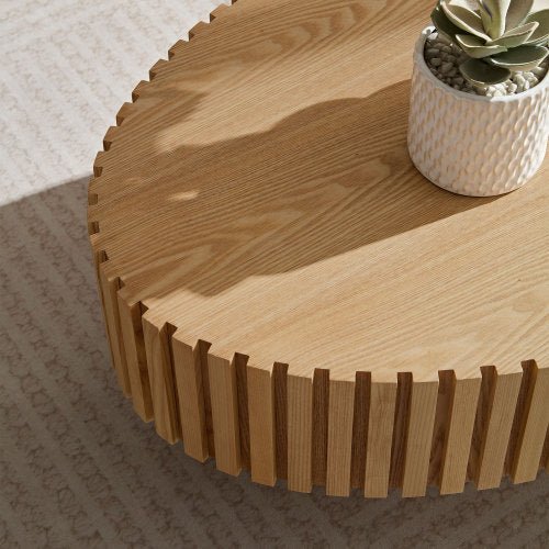 Modern Handmade Oval Drum Coffee Table 43.7" - GREAT BEACH HOUSE