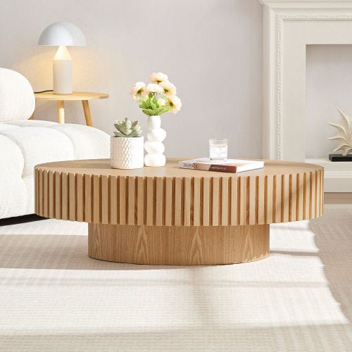 Modern Handmade Oval Drum Coffee Table 43.7" - GREAT BEACH HOUSE
