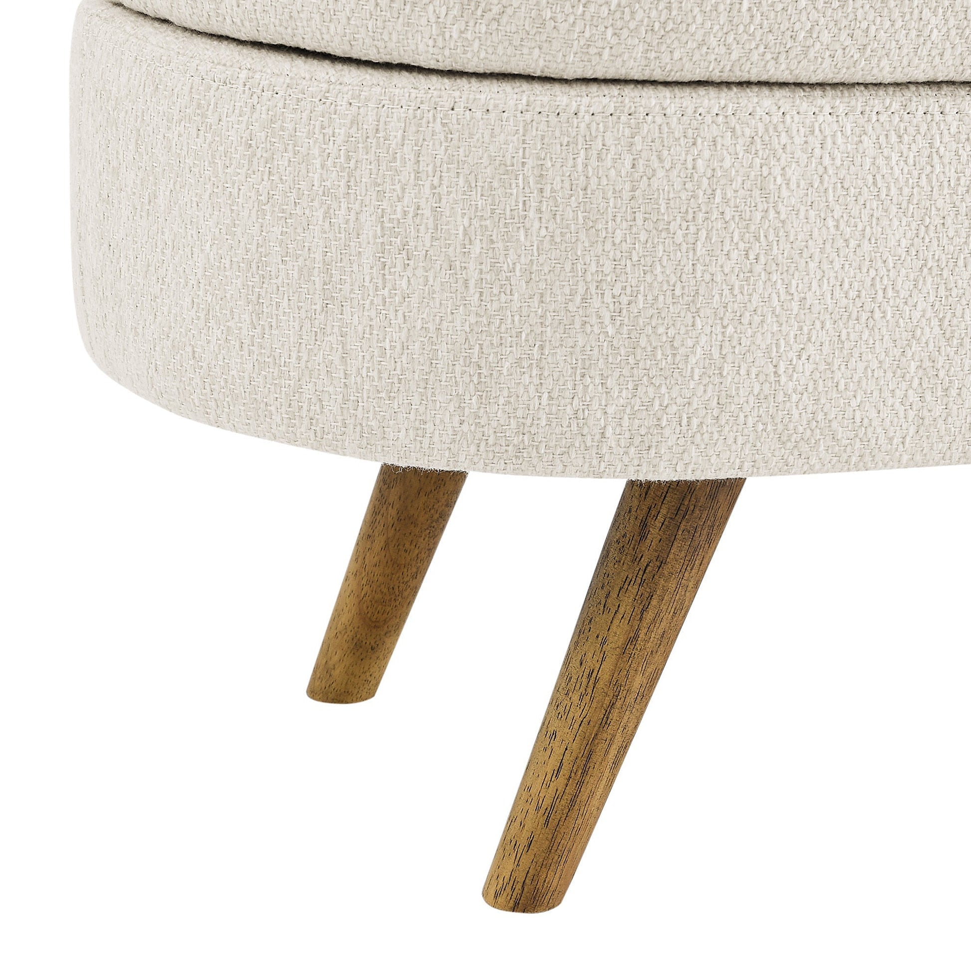 Ottoman Oval Storage Bench, Rubber Tree Wood Legs, Beige(43.5"x16"x16") - GREAT BEACH HOUSE