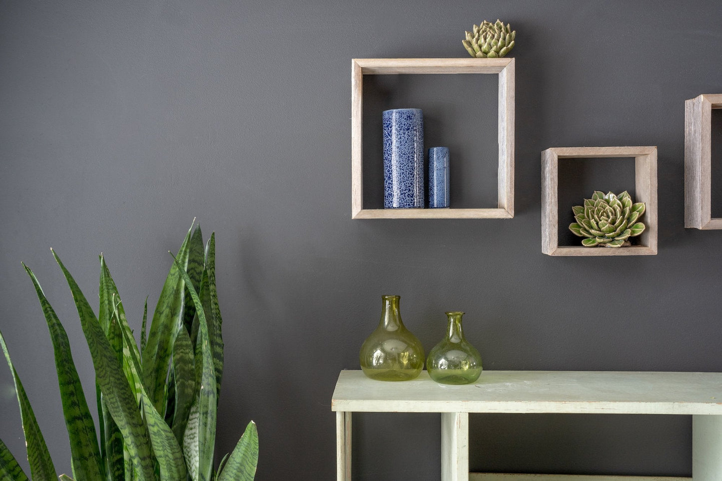 Rustic Farmhouse Set of 3 Square Shadow Box Shelves - GREAT BEACH HOUSE