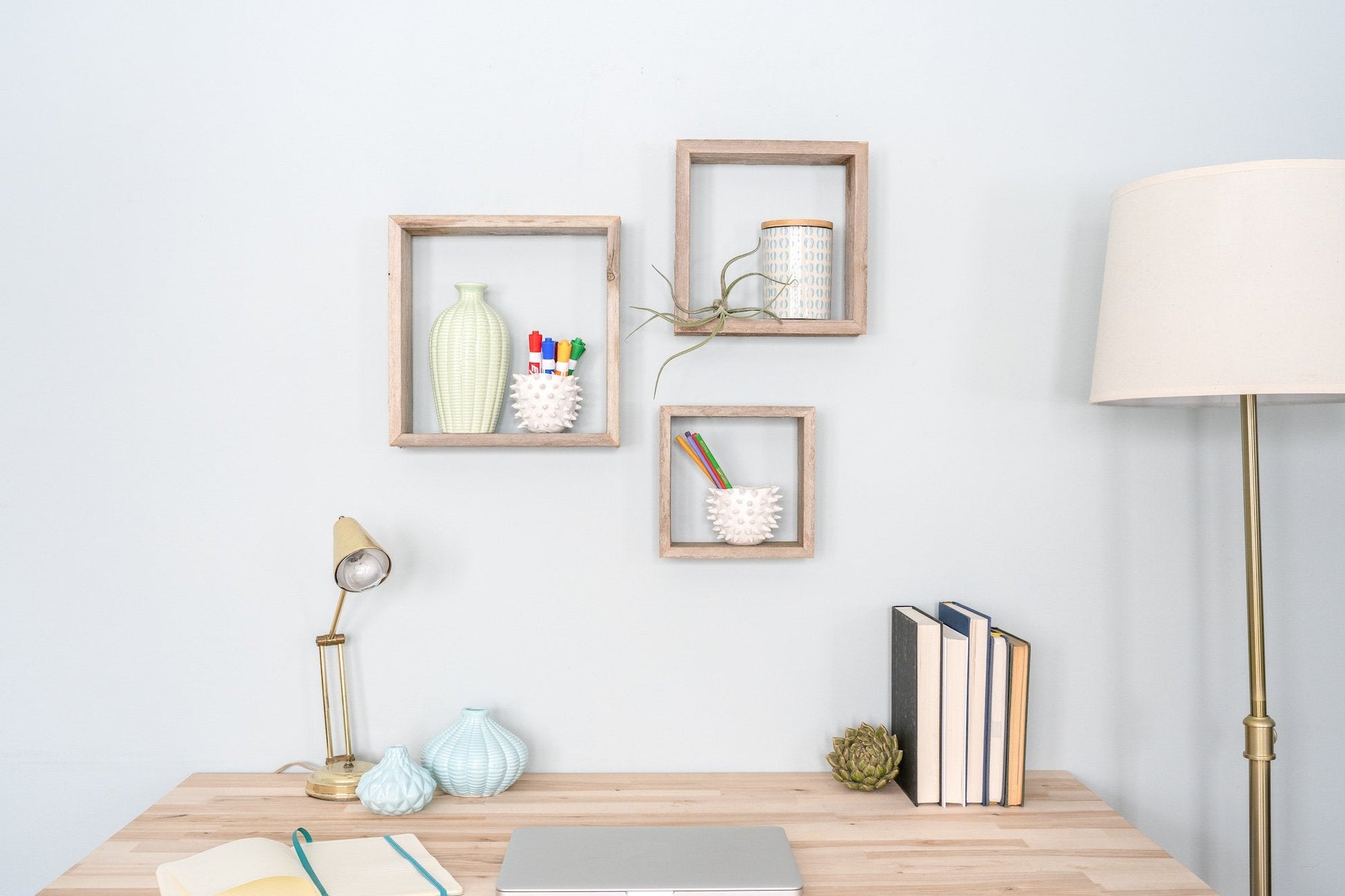 Rustic Farmhouse Set of 3 Square Shadow Box Shelves - GREAT BEACH HOUSE
